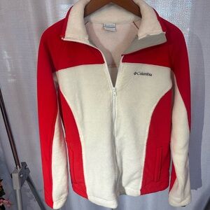 Columbia Red and White Fleece Jacket